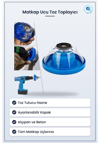 Matkap Ucu Toz Toplayıcı Tozlanma Önleyici Kase Şeklinde Hazneli