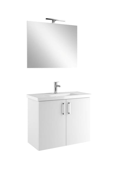 Kale Noah Beyaz 80 Cm Kapaklı Alt Dolap, Lavabo Ve Aynalı Banyo Seti