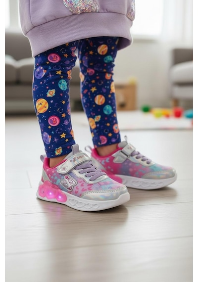 Tuğba Ortopedi 032 Kız Çocuk Okul Öncesi Işıklı Rahat Sneaker Fuşya