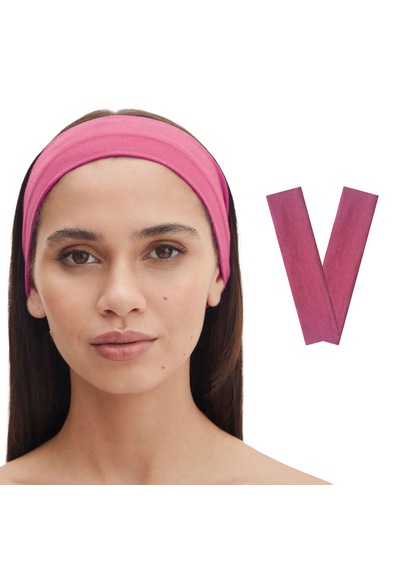 2li Saç Bandı Kadın Kombin Kafa Bantları Likralı Mavi & Pembe Mavi - Pembe