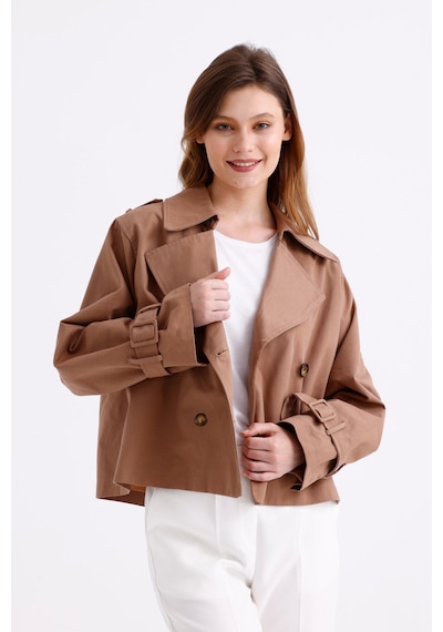 Pastelastore %100 Pamuk Gabardin Astarlı Oversize Geniş Kalıp Kadın Crop Kısa Trençkot 1122 Koyu Bej Pastelastore %100 Pamuk Gabardin Astarlı Oversize Geniş Kalıp Kadın Crop Kısa Trençkot 1122 Koyu Bej