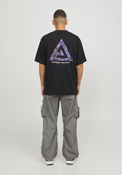 Jack & Jones Sirt Ve Gögüs Baskili Tisört - Triangle 12253435 Siyah Yeşil