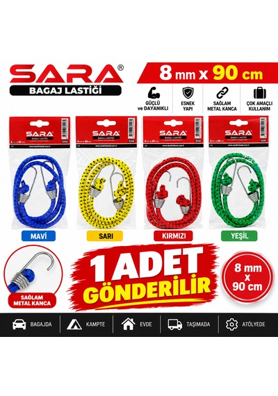 Bagaj Lastiği 8 Mm X 90 Cm Ürün Kodu : S558 1 Adet Gönderilir 8mmx90cm