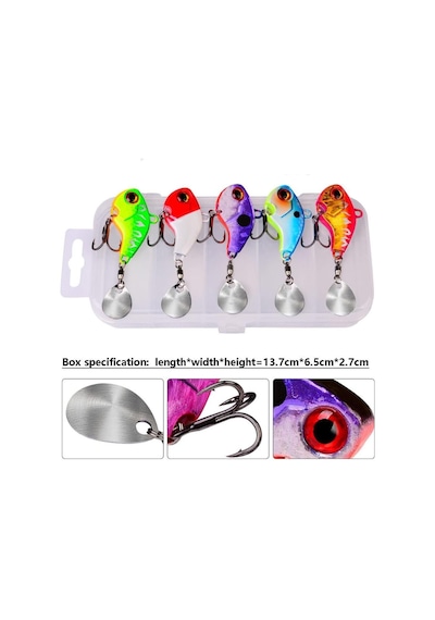 Valkyrie 5 Adet Lrf Kaşık Kuyruklu Titreşimli Wobbler Balık Olta Yem Seti - 14gr 6cm - Spin Ve Baitcasting İçin Uygun - 5pcs