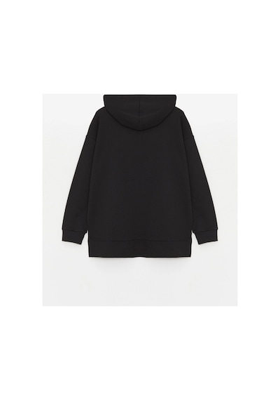 LC Waikiki Lcwaıkıkı Basic Siyah Baskılı Uzun Kollu Oversize Kadın Hoodie Black