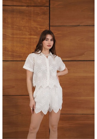 Verymoda Nakışlı Gömlek D2858 Krem