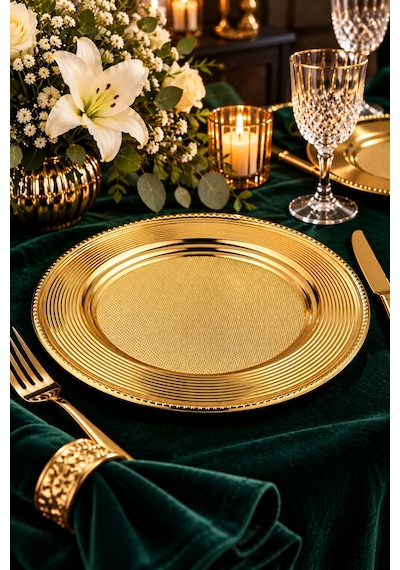 6'lı Gold Paslanmaz Çelik Supla Seti 33 Cm Amerikan Servis Ve Sunum Altlığı Altın - 941836501 Altın