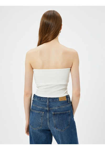 Koton Straplez Üst Kat Detaylı Ribanalı Slim Fit Beyaz 4sak10698ek Beyaz