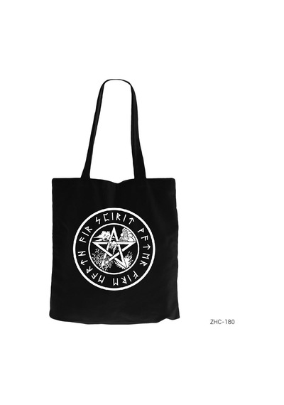 The Witches Pentagram Siyah Kanvas Bez Çanta