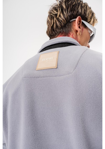 Respire Erkek Zip Oversize Polar Ceket Gri