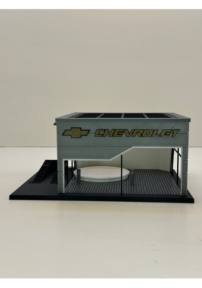 3d Baskı 1/64 Ölçekli Chevrolet Showroom Tasarımlı Diorama Araç Sergileme Garajı