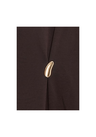 Dilvin 32445 Aksesuar Detaylı Basic T-shirt Kahverengi