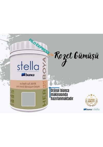 Bianca Stella Su Bazlı Saf Akrilik Boya 1 L Rozet Gümüşü