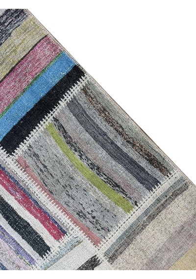 Patchwork Desenli Şönil Dokuma Taban Dekoratif Halı Kilim Yolluk Dijital Baskı Halı Yıkanabilir