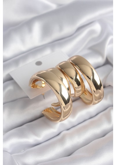 Pirinç Gold Renk Halka Model Kadın Küpe
