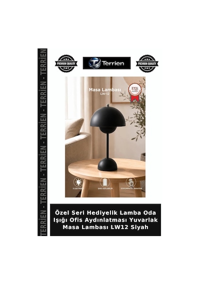 Özel Seri Hediyelik Lamba Oda Işığı Ofis Aydınlatması Yuvarlak Masa Lambası Lw12 Siyah