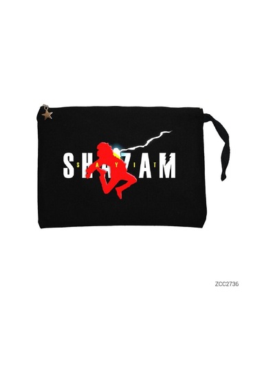 Zepplin Giyim Shazam Logo And Child Siyah Clutch Astarlı Cüzdan / El Çantası
