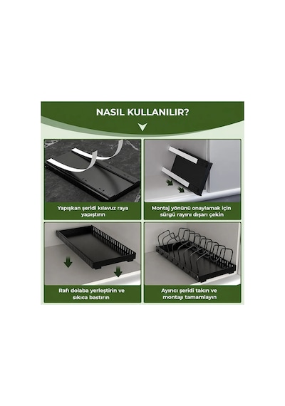Çok Amaçlı Raylı Mutfak Araçları Düzenleyici Tava,tencere, Baharatlık Ve Tezgah Altı,üstü Organizer Çok Renkli
