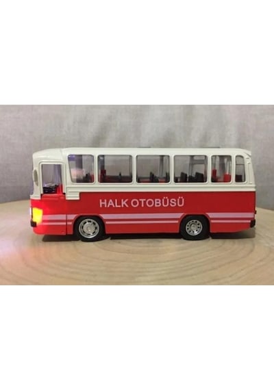 Oyuncak Işıklı Sesli 1/36 Çek Bırak Kırmızı Halk Otobüsü