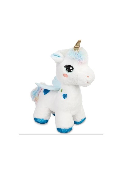 Peluş Tek Boynuzlu At Unicorn Beyaz Mavi Peluş 35 Cm Pelüş