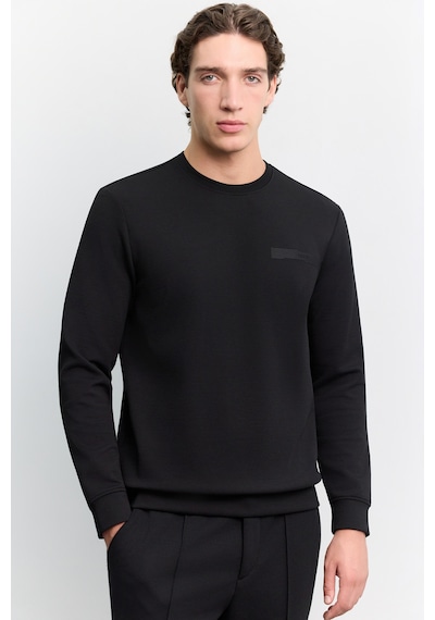 Avva Erkek Siyah Bisiklet Yaka Kolay Ütülenen Baskılı Pamuklu Regular Fit Sweatshirt A62y1214