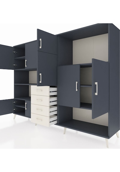 Hyperion Dolap 10 Raflı 4 Çekmeceli 8 Kapaklı 220x44x163 Antrasit Antrasit-antrasit/aytaşı Hyperion Dolap 10 Raflı 4 Çekmeceli 8 Kapaklı 220x44x163 Antrasit Antrasit-antrasit/aytaşı