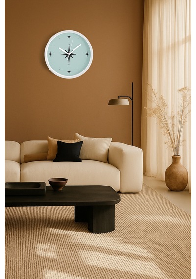 Modern Tasarım Duvar Saati - 30cm - Önü Camlı Beyaz Kasa - Sessiz Mekanizma-jh0338 Beyaz