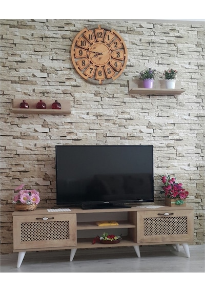 Mobilya Sepeti (Ms 50) Tv Ünitesi Dolabı,Raflı,Seperatörlü Meşe