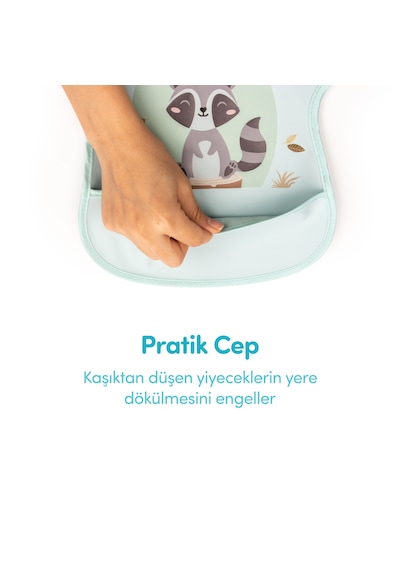 Sevi Bebe Cırtlı Muşamba Önlük Rakun Art 22-183 Yeşil