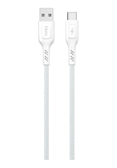 Knit 2A Çıkış Usb-A To Type-C Şarj Ve Data Aktarım Kablosu Örgü Tasarım 1 Metre Beyaz