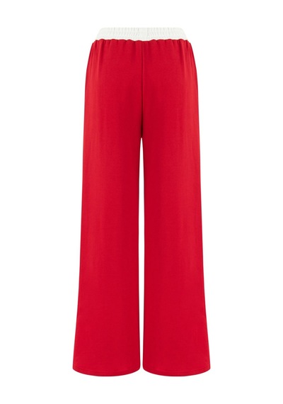 Nocturne Oversize Midi Kadın Pantolon - Günlük Rahatlık Kırmızı