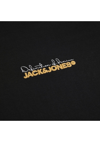 Jack & Jones Erkek Gögüs Baskili Bisiklet Yaka Tisört - Kendrick - 12298420 Siyah Jack & Jones Erkek Gögüs Baskili Bisiklet Yaka Tisört - Kendrick - 12298420 Siyah
