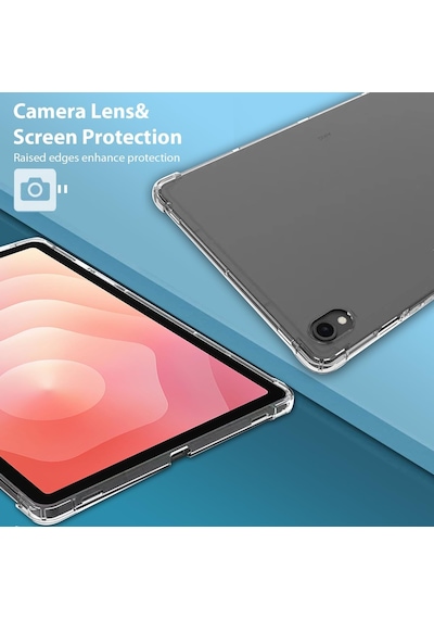 Samsung Galaxy Uyumlu Tab S11 İnç 2025 Kılıf Şeffaf Silikon Köşe Korumalı Clear Darbe Emici Arka Kapak Arka Kapak