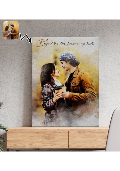 Bk Gift Kişiye Özel Sulu Boya Tasarımlı Kanvas Tablo-1 50x70 , Sevgiliye Hediye, Sevgililer Günü Hediyesi Kobitmeyencom33877 Bk Gift