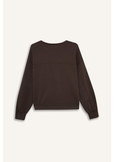 Defacto Bisiklet Yaka Modal Sweatshirt G2913ax25aubn336 Kahve