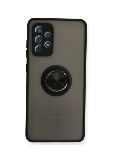 Samsung Uyumlu Galaxy A72 Uyumlu Kılıf Montreal Yüzüklü Silikon Kapak - Siyah