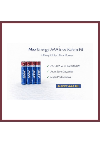 Storeşahin Max Energy Aaa İnce Kalem Pil 1.5v R03 Heavy Duty Ultra Power 4 Lü 1 Paket