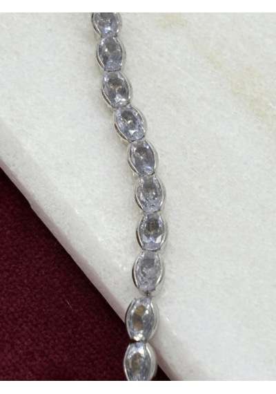Oval Parlak Taşlı Silver Su Yolu Bileklik Silver