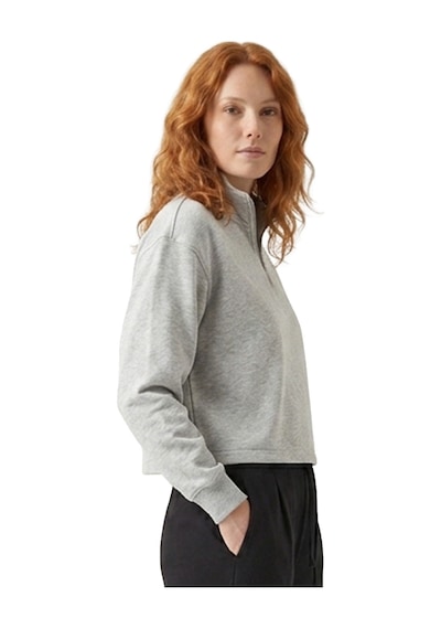 Sportive Cleo Zip Neck Kadın Gri Günlük Stil Sweatshirt 26yk0006-kml