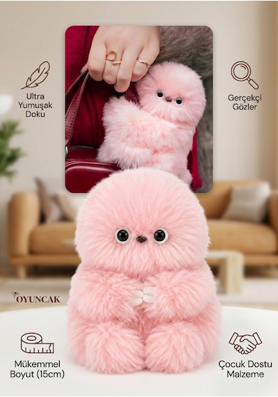 Pembe Mirumi Akıllı Peluş Robot Oyuncak - Ses Algılayan Dokunmaya Duyarlı Çantaya Tutunan İnteraktif Peluş
