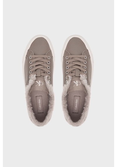 Calvin Klein Logolu İçi Kürklü Deri Sneaker Ayakkabı Hw0hw03235pbo Kadın Ayakkabı Hw0hw03235 Pbo Vizon