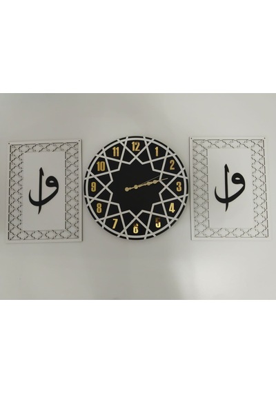 Duvar Saati - Elif-vav Duvar Süsü 3 Lü Set Çok Şık 40 120 Renkli