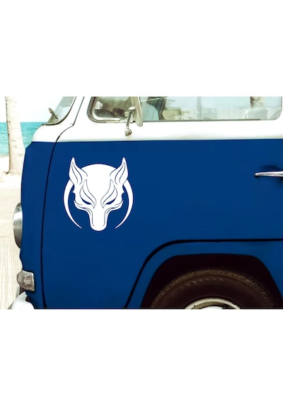 Börü Sticker - Gökbörü Kurt Hilal Sticker - Araba Oto Cam Motosiklet Karavan Sticker - 00238 15x14 Cm