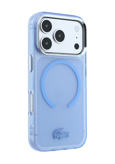 Apple Uyumlu iPhone 18 Pro Kılıf Lacoste Lisanslı M-safe C-magnet İkonik Timsah Logo Iml Frosted Kapak Açık Mavi