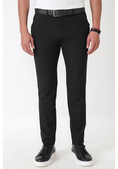 Slim Fit Yan Cep Esnek Yünlü Siyah Pantolon P 1232