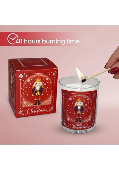 Candle Kurşun Asker Nutcracker Tasarımlı Mum, Kırmızı Renk Temalı, 135 G Doğal Bio Balmumu, 40 Saat Yanma Diğer
