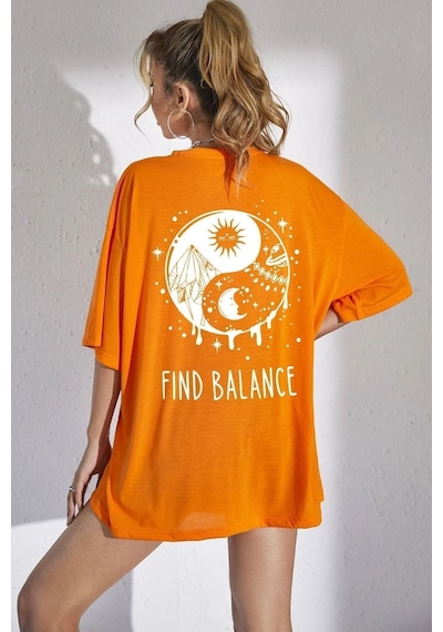 Yingyang Baskılı Tshirt Turuncu