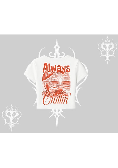Tarzsokak Always Chillin Kedi Arka Baskılı Babby Tee Tshirt Beyaz