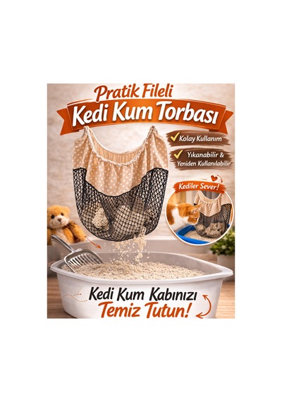 Pratik Fileli Kedi Tuvalet Torbası 3"lü
