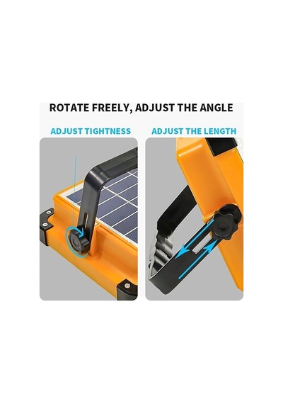 Astec Unichrome Güneş Enerjili Solar 200w Watt Led Projektör Taşınabilir Sarı Beyaz Ve Çakar Işık Lamba